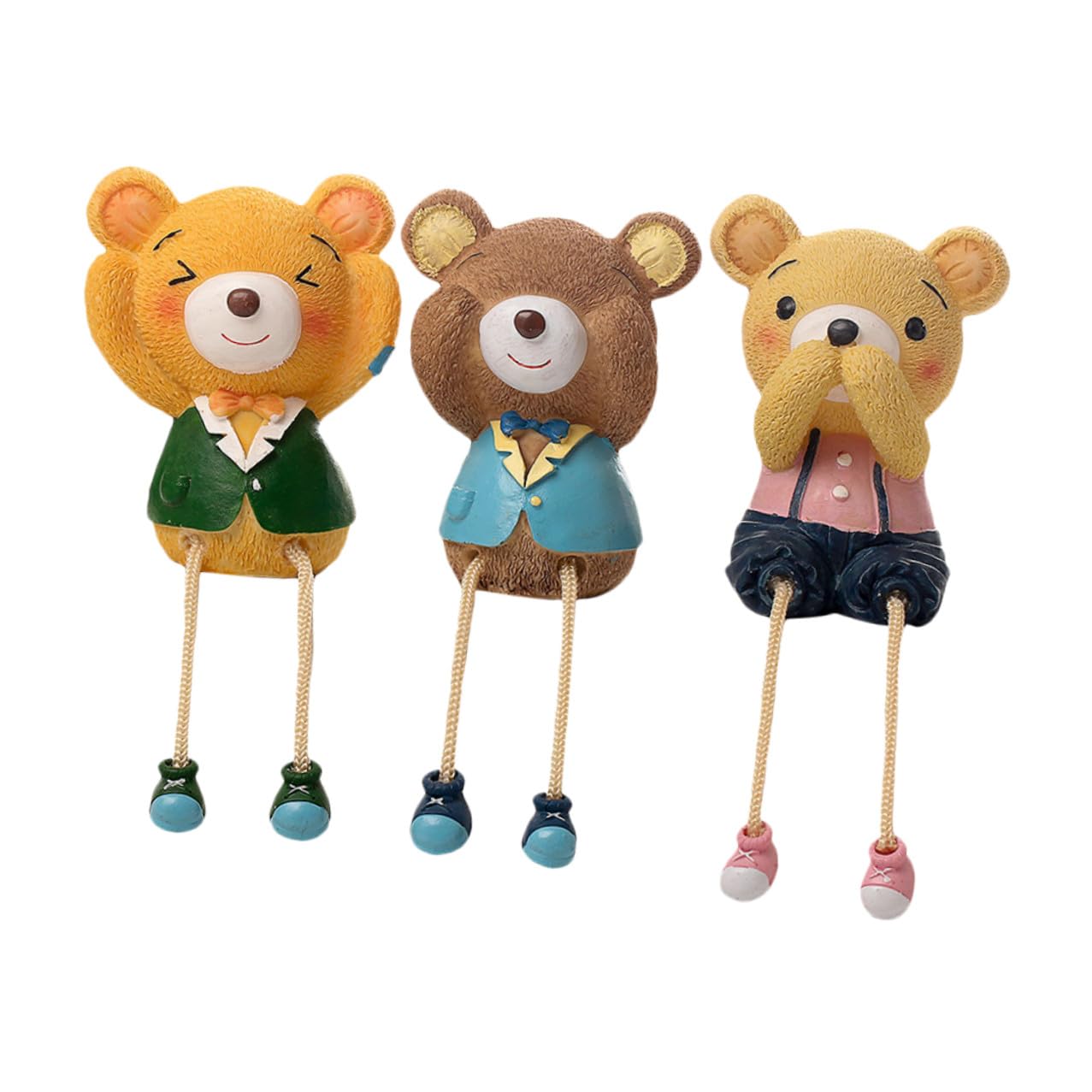 Lot de 3 poupées ours en résine suspendues Housoutil pour décoration