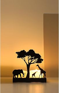 Elephant Silhouettes Candle Holder, Black Metal Tea Light Candlesticks for Home Decor