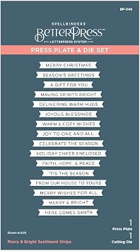 Spellbinders BP-049 Merry & Bright Sentiment Strips Press Plate & Die Set
