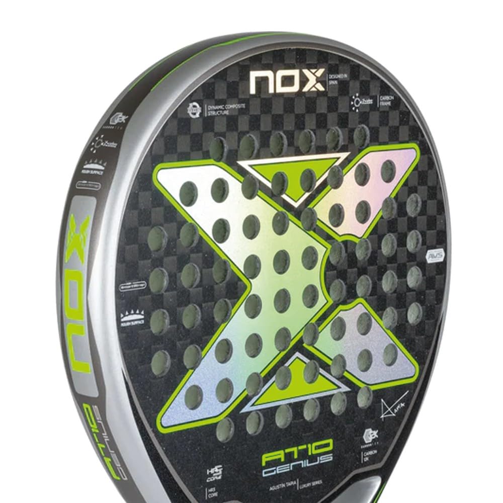Nox AT10 Genius 12K by Agustín Tapia (Exclusiva PadelPROShop) - Pala de Pádel de Carbono 12K y Goma HR3 - Forma de Lágrima con Balance Medio para Control y Potencia - Colección Oficial 2023