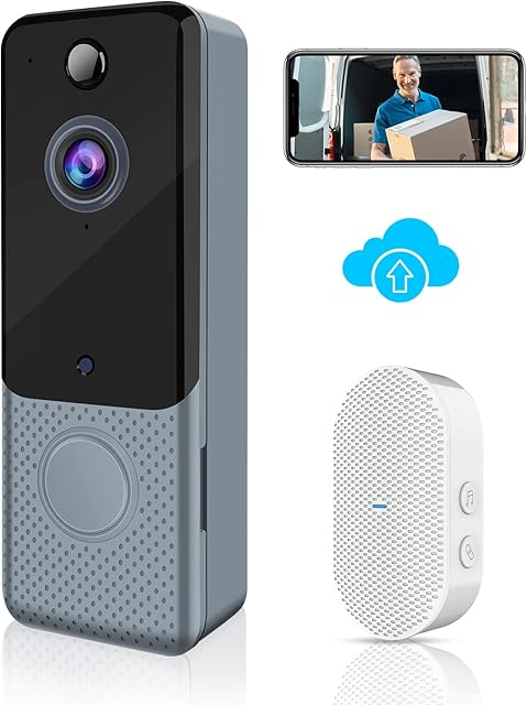 KAMEP [Upgraded] Video Doorbell Camera Wireless Doorbell with Cloud Storage, WiFi Smart Camera Doorbell 1080P with Chime, PIR Motion Detection, 2-Way Audio, Night Vision, IP65, 166°Wide Angle