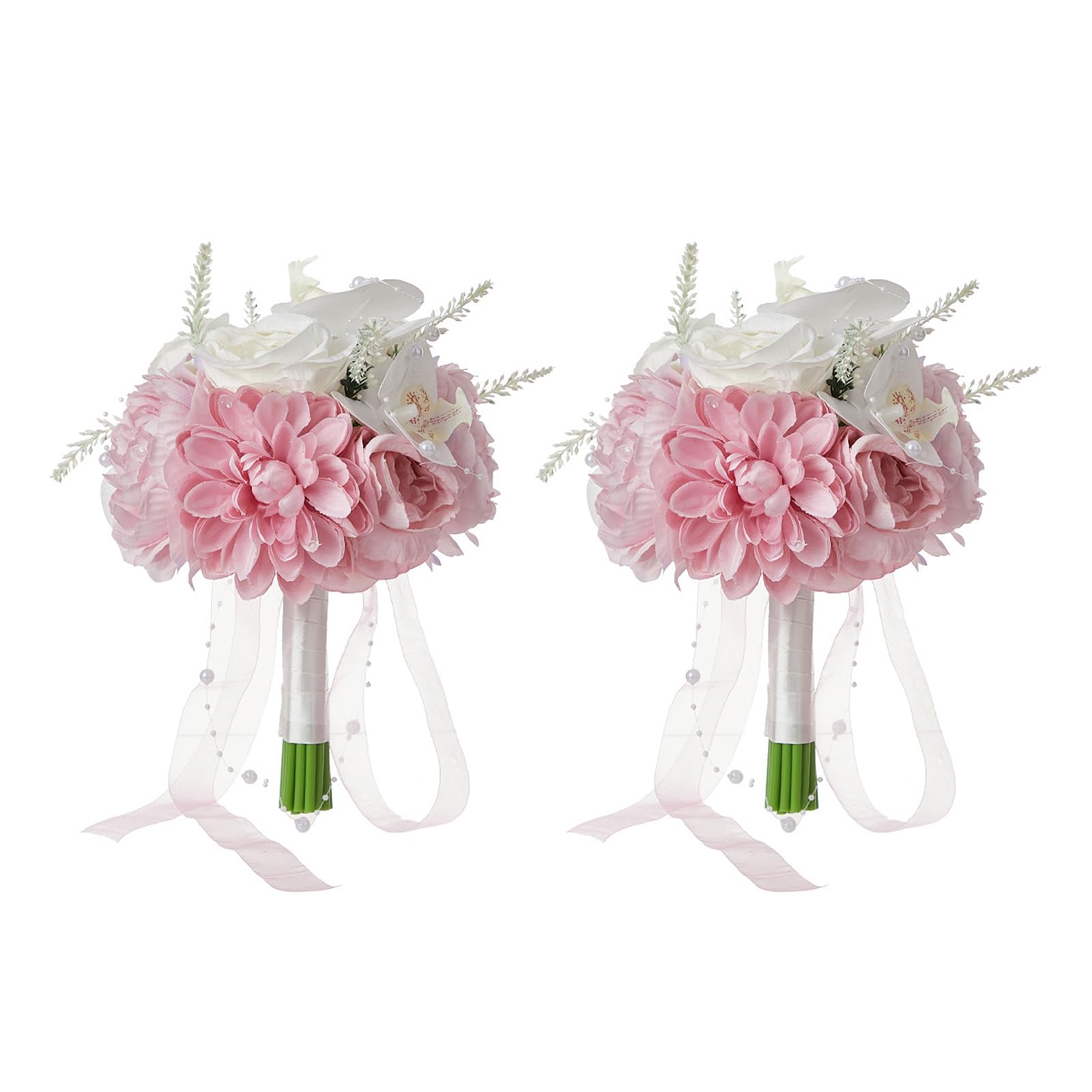 Hsioluted 2Pcs Wedding Bouquets Artificial Bride Bouquets for Wedding Party Centerpieces, Ceremony, Anniversary, Photography Props FlowersDecoration