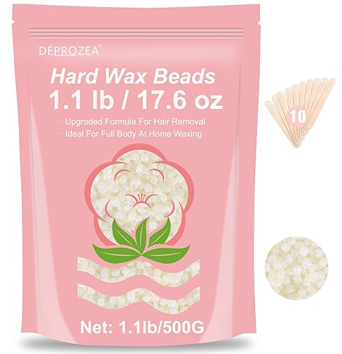 DEPROZEA - Cuentas de cera dura, 1.1 libras17.6 onzas para depilación sin dolor en piel sensible, ideal para todo el cuerpo, cara, cejas, bikini