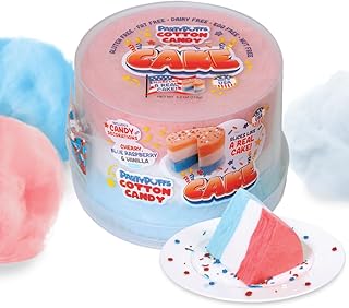 PartyPuffs 4oz Sliceable Cotton Candy Cake Tub – Strawberry Vanilla Blue Raspberry – Ready-to-Serve Gluten-Free Dessert for Kids & Party Favors
