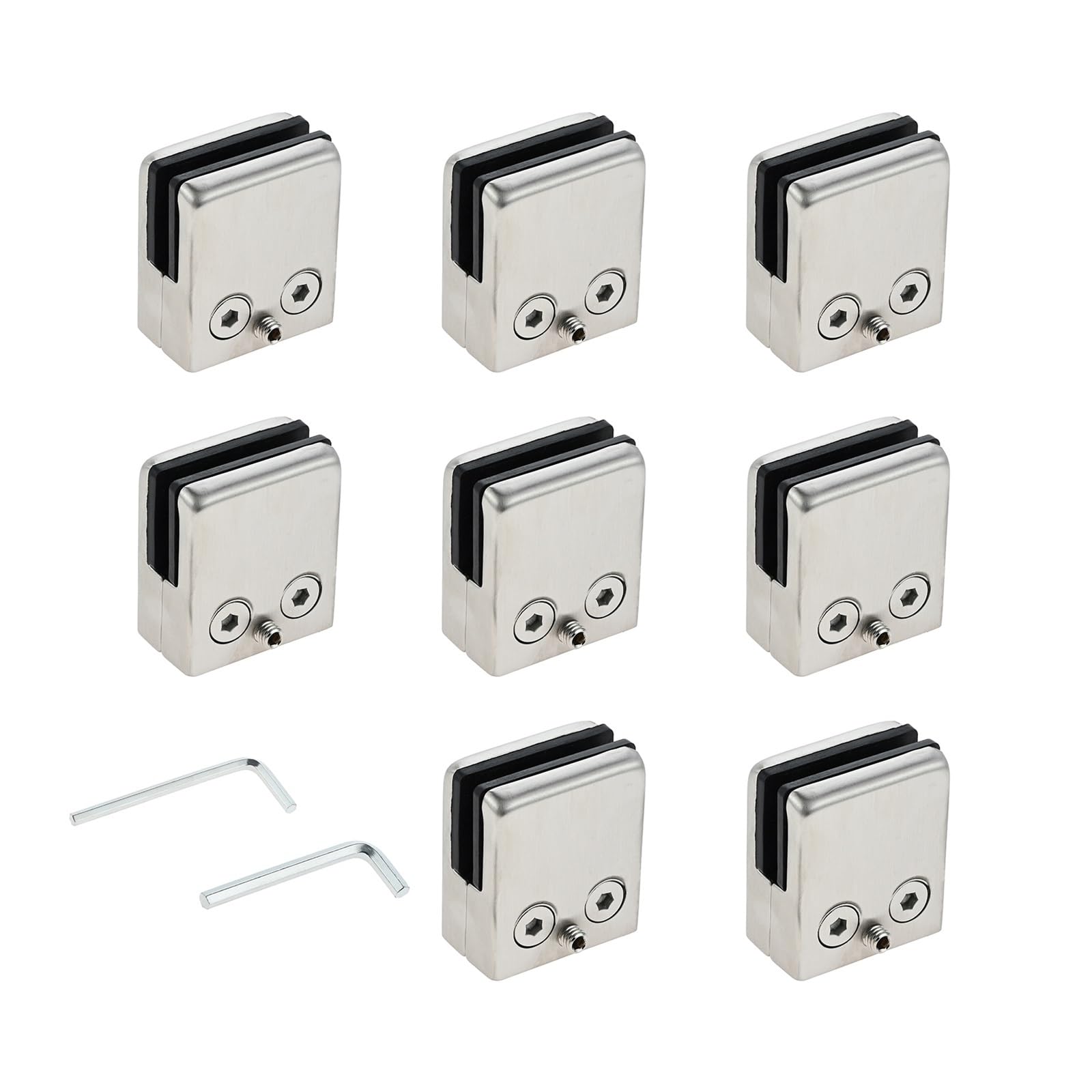 Wylqen One Color Glass Clamp 2Pcs 304 Stainless Steel Glass Clamps Holder Bracket Clip With Hex Screwdriver For Bathroom Cabinet Wine Rack