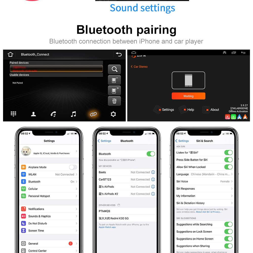 Radio samochodowe Bluetooth z ekranem, 9" ekran dotykowy, radio samochodowe z bezprzewodowym CarPlay Android Auto do Renault Clio II 2 BB CB BB0 SB0 Mk2 II Twigo I C06 S06 furgon 1998-2016, 4G + 64G