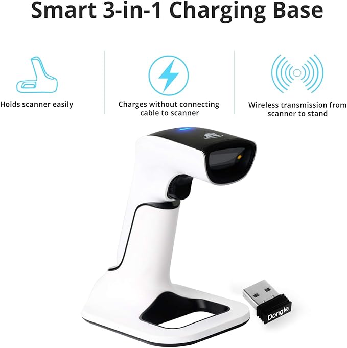 Escáner Bluetooth Portátil 1D&2D con Base Recargable miniatura 3