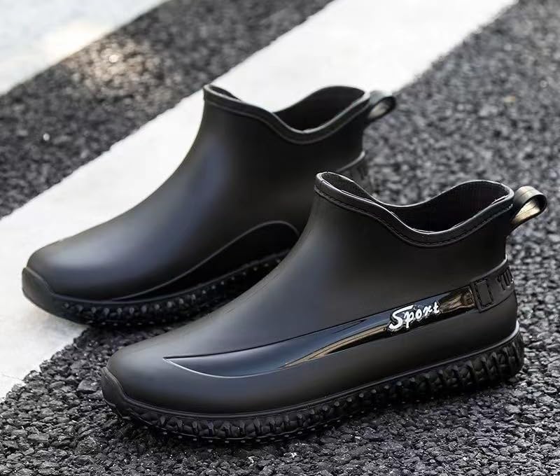 Men's Deck Boots, Waterproof Ankle Rain Boots Men Anti-Slip Traction, Outdoor Rubber Fishing Garden Boots High Shoes for Farming