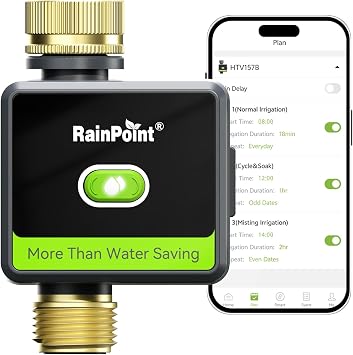 RAINPOINT Smart Hose Timer for Garden, Smart Water Timer with Brass Inlet & Outlet Not Include Gateway, Automatic Irrigation System for Lawns and Yard