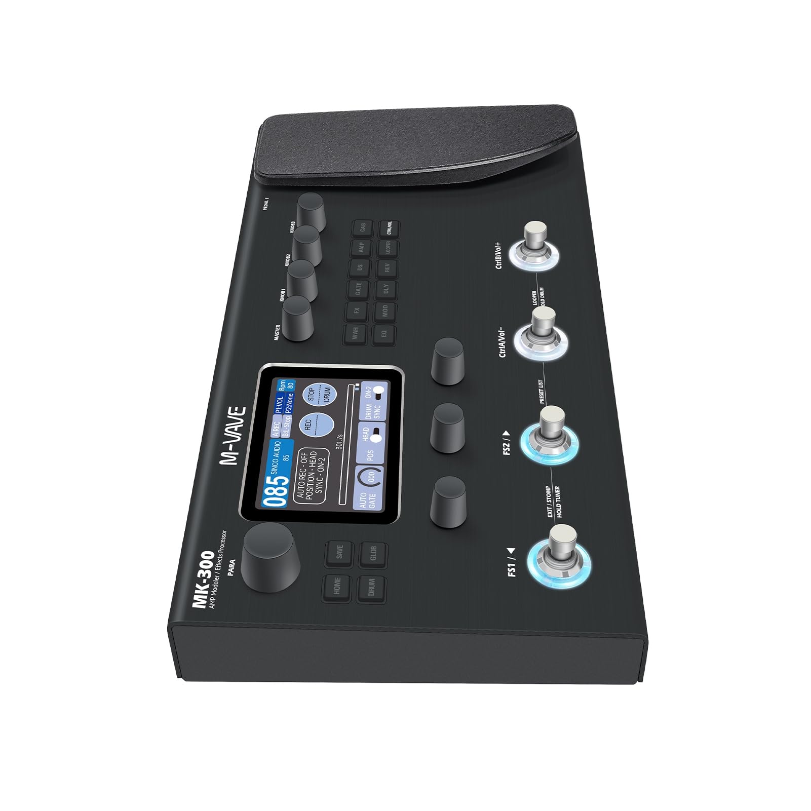 Processore di Effetti per Chitarra Modello Drum Machine da 120 AMP Interfaccia MIDI Re-Amp Processore Multieffetto per Chitarra Portatile Pedale Ricaricabile la Regist (Nero)