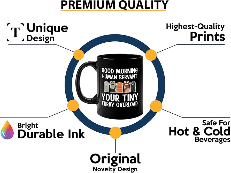 Personalized Funny Black Cat Mug Good Morning Human Servant Your Tiny Furry Overlord Mug Gift For Cat Lover, Cat Dad, Cat Mom Pet Lover Gift - Ireland