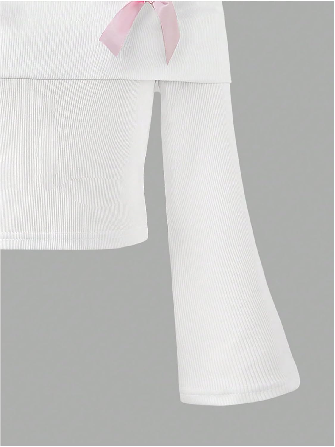 Verdusa Girl's Tops Off The Shoulder Long Sleeve T Shirt Ribbed Knit Cute Clothes for Girls 10-12 - Image 6