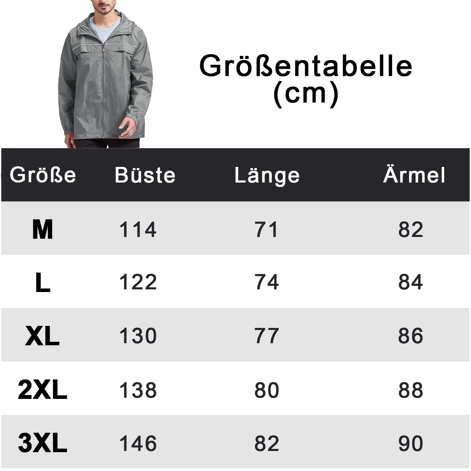 igeekwell Hommes Combinaison de pluie à manches longues Combinaison de neige Imperméable au vent Hooded Manteau de pluie à capuche Suit Windbreaker