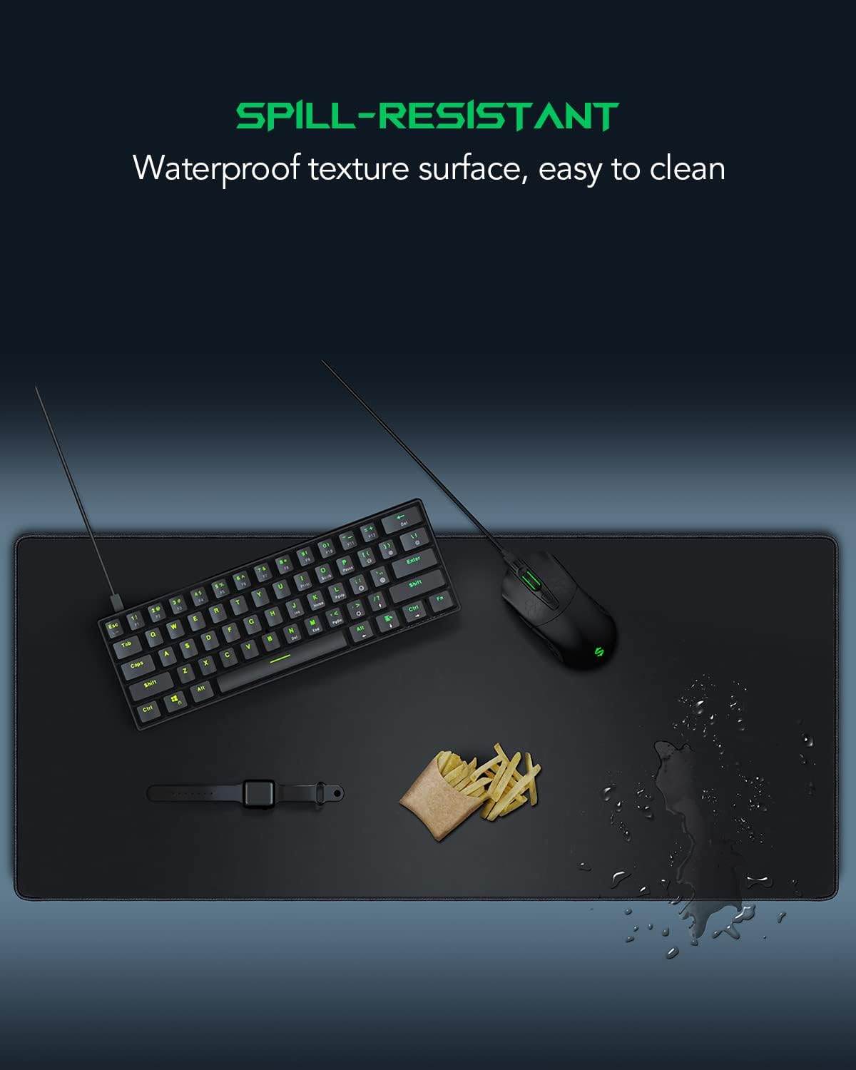 Black Shark Gaming Mouse Pad Desk Mat (35.4" × 15.8" × 0.15") Thick Extended Mousepad Non-Slip Spill-Resistant Mousepad with Special-Textured Surface, Anti-Fray Stitched Edges Desk Pad Manta P3
