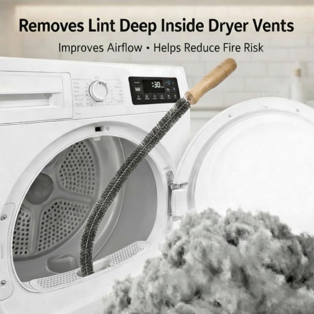 Dryer Vent Cleaner Kit (2-Pack): Flexible Extra Long Lint Brush & Refrigerator Coil Brush - Professional Dust & Pet Hair Remover for Appliance Cleaning image 2