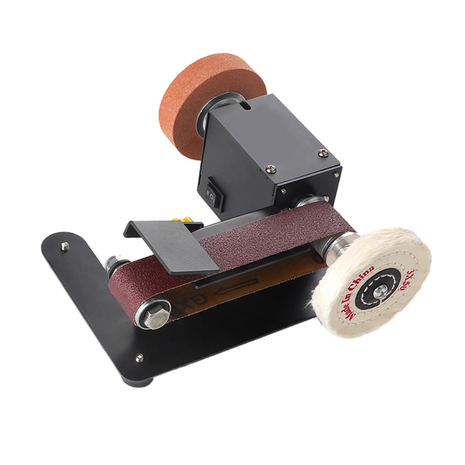 Mini Lijadora de Banda Lijadora Eléctrica de 250 W con Ajuste de 7 Velocidades Cinturones de Lijado de 30 X 340 Mm para Carpintería Metal Acrílico Fabricación de Cuchillos (1)