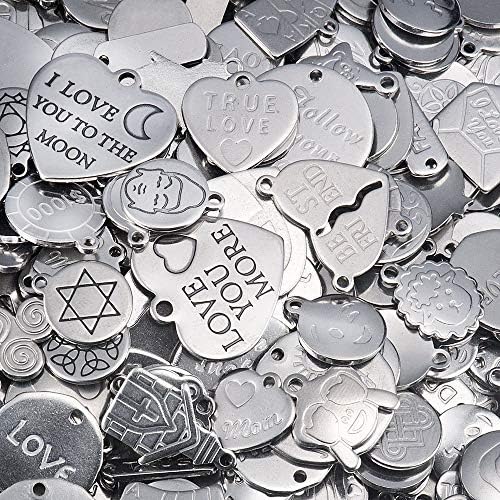 100pcs/lot Mix Design DIY Jewelry Findings Stainless Steel Charms for Necklace Bracelet Bangle Jewelry Making