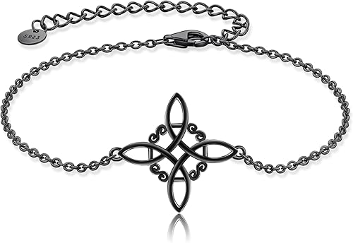 YAFEINI Pulsera de nudo de brujas de plata de ley, pulsera de nudo de bruja celta, joyería para mujeres y niñas, Plata de ley