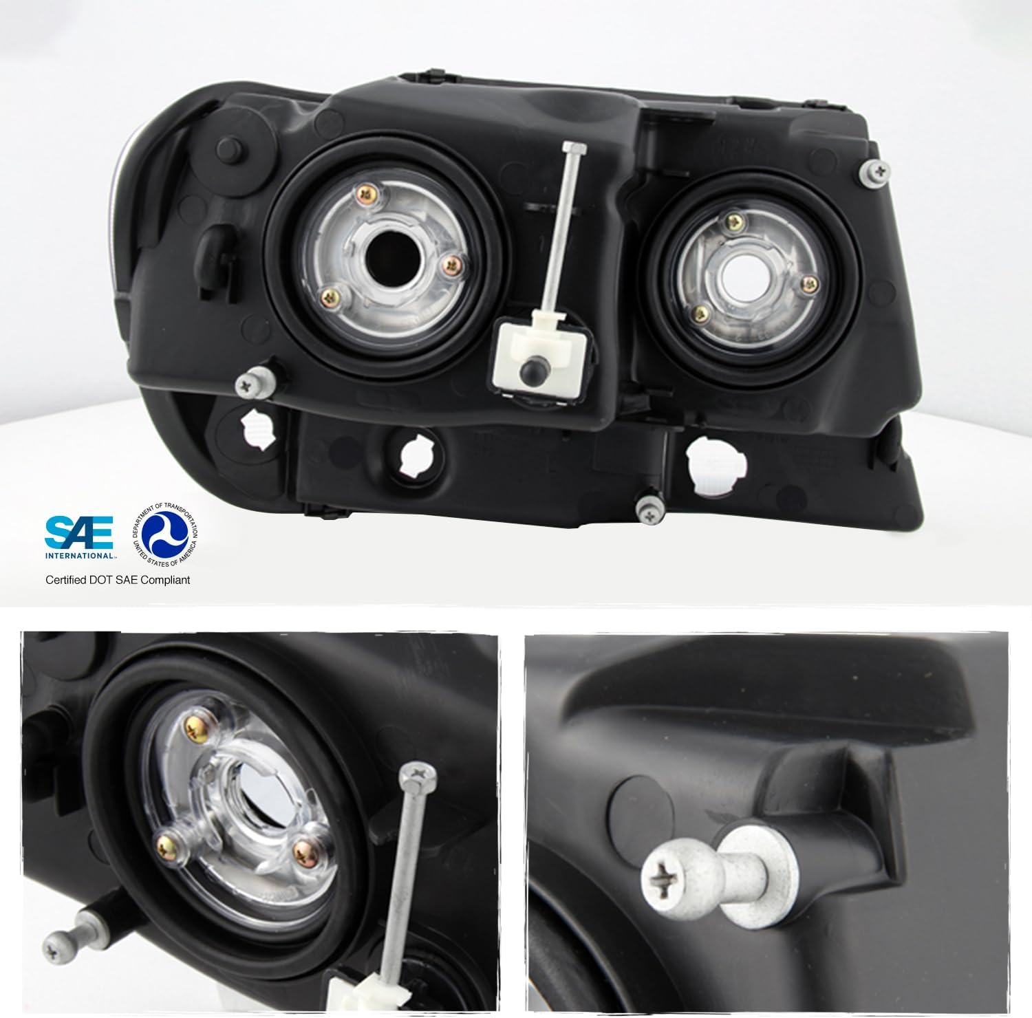 AKKON - For 1999-2004 Jeep Grand Cherokee OE Black Bezel Headlights Head Lamps with Reflector - Pair