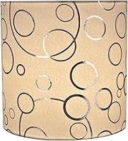 Vista 3 de Aspen Creative 31234A pantalla para lámpara de transición en forma de cilindro con diseño de araña en blanco y patrón de círculos plateados, 20,3 cm