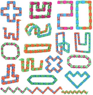 20Pcs Fidget Wacky Tracks Toys Bulks Snap Fidgets Snake Click Toys Valentines Day Gifts for Kids Travel Birthday Easter Goodie Bag Stuffers Classroom Prizes Sun