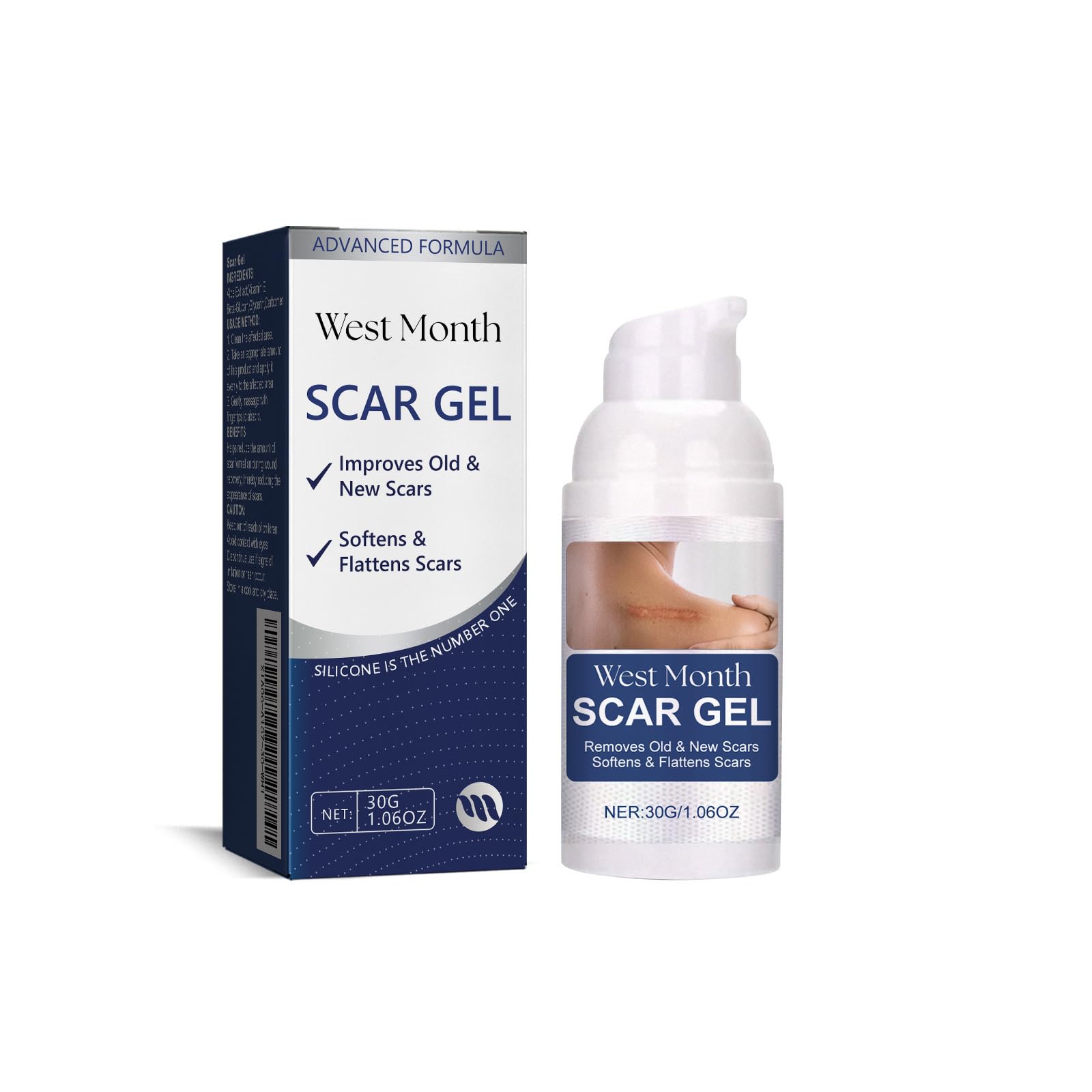 AzoneeAdvanced Silicone Scar Gel - Natural Ingredients Scar Cream Keloid Removal Gel Acne Scar Treatment Gel for Surgery Scars, Caesarean Section, Stretch Marks, Burns, Injury, Old & New Scars