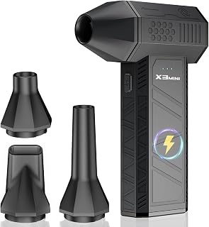 Compressed Air Duster, 180000RPM Electric Air Duster, Rechargeable Cordless Air Blower with 3-Gear Turbo Fan, Canned Air Alternative for Keyboard, PC, Computer, Car, Home & Outdoor Use (Pure Black)