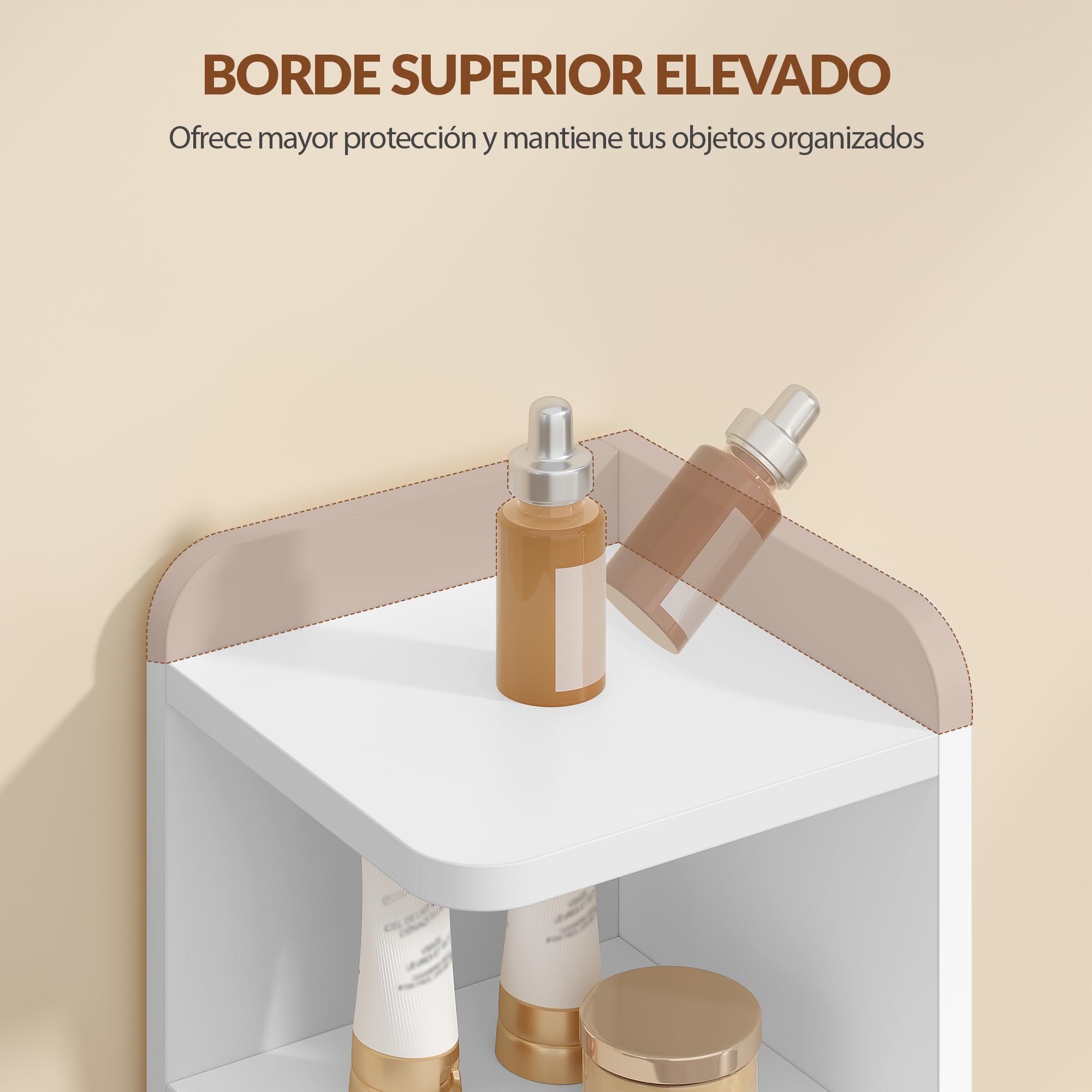 Mueble Auxiliar de Baño Estrecho, 20 x 20 x 177 cm, Blanco | Armario Auxiliar de Baño, Estantes Ajustables en Altura, FFBC012PW1