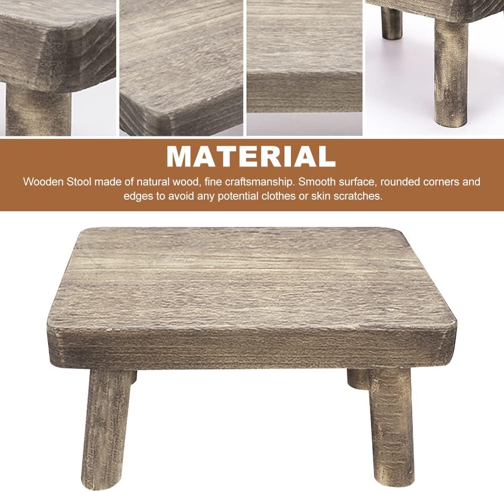 Adult Wooden Step Stool - Very Sturdy, Great Kids Step Stool for High Beds, Reach High Places in Kitchen, Bathroom, Closet, Sink, Lightweight (14.17x10.63x7.48inch)