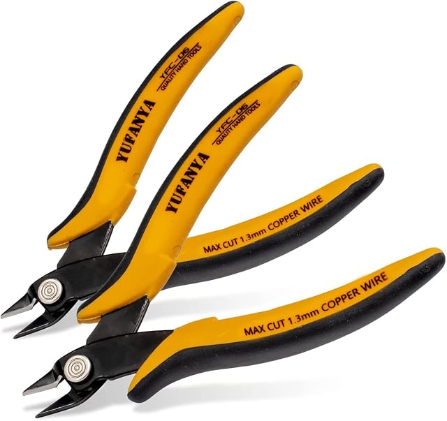 2pcs Wire Cutters,Micro Flush Cutters,Electrical Wire Cutters,Cutting Pliers,Flush Pliers Diagonal Side Cutters Wire Cutter Snips with Soft Grip for DIY Craft and Jewelry(Yellow)