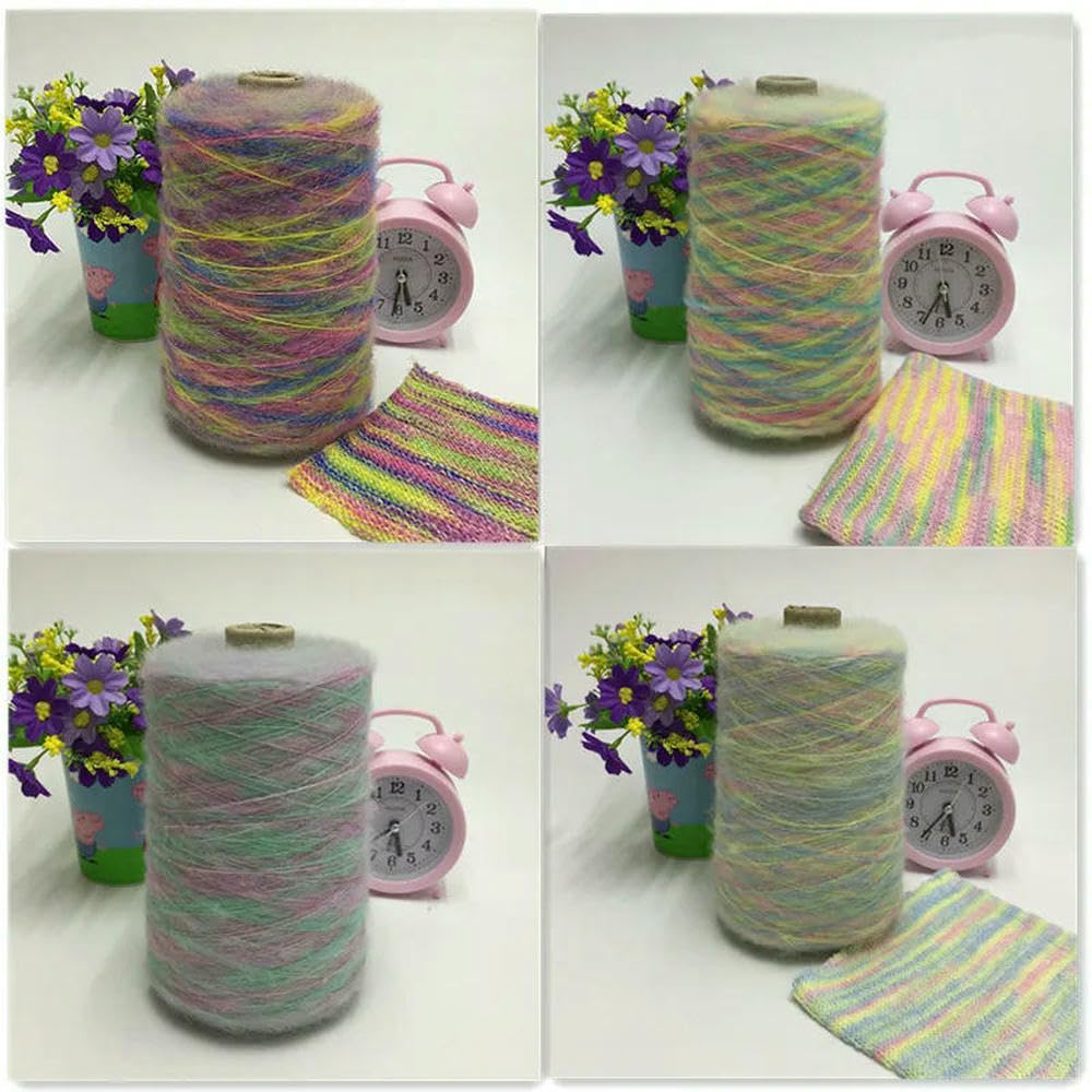 Filato di Mohair Tinto a segmenti da 500 g, Filato di Lana per Neonati Delicato sulla Pelle, per lavori a Maglia Fai da Te, Scialle, Maglioni, Filato Arcobaleno gonfio.
