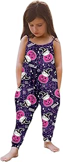 Mono de tanque con estampado de Halloween para niña con pantalones harén Christmas Family Outfit (Light Purple, 1-2 años), Color lila claro., 1-2Years