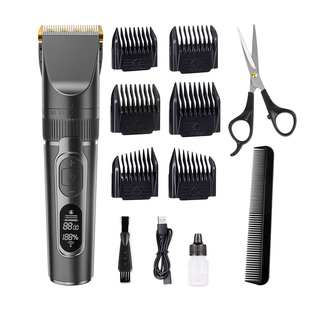 Set di Tosatrici Elettriche,Forbici per Testine di Rasatura Multifunzione Olio Testa Forbici Self-Service USB Tagliacapelli Uomo LCD di Fascia Alta Display Digitale Tagliatore Elettrico