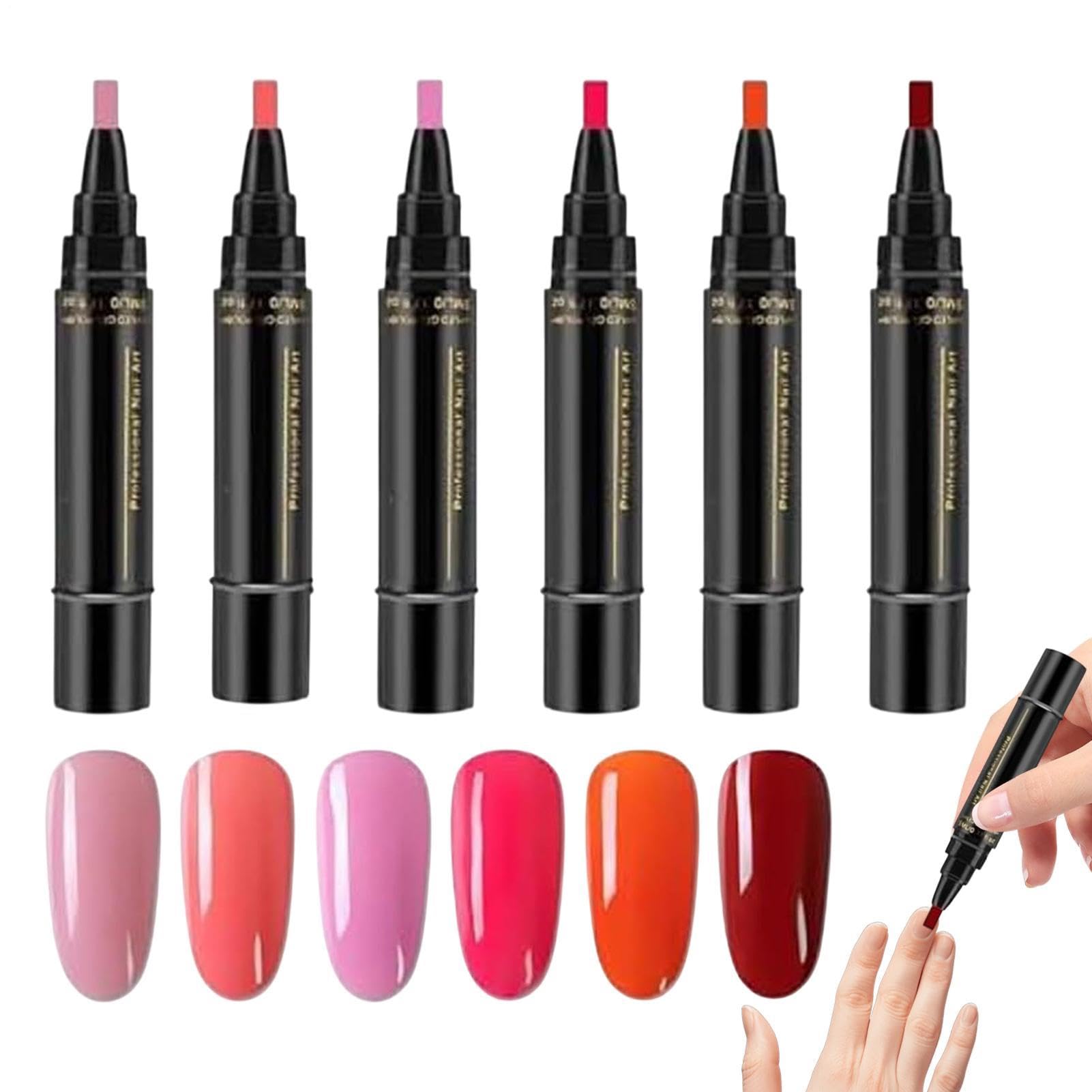 Penne Per Smalto Per Unghie, 6 Colori, Senza Lampada UV, Pennarelli A Punta Fine, Ad Asciugatura Rapida, Per Donne, Madri, Giovani, Principianti Manicure Salone Casa