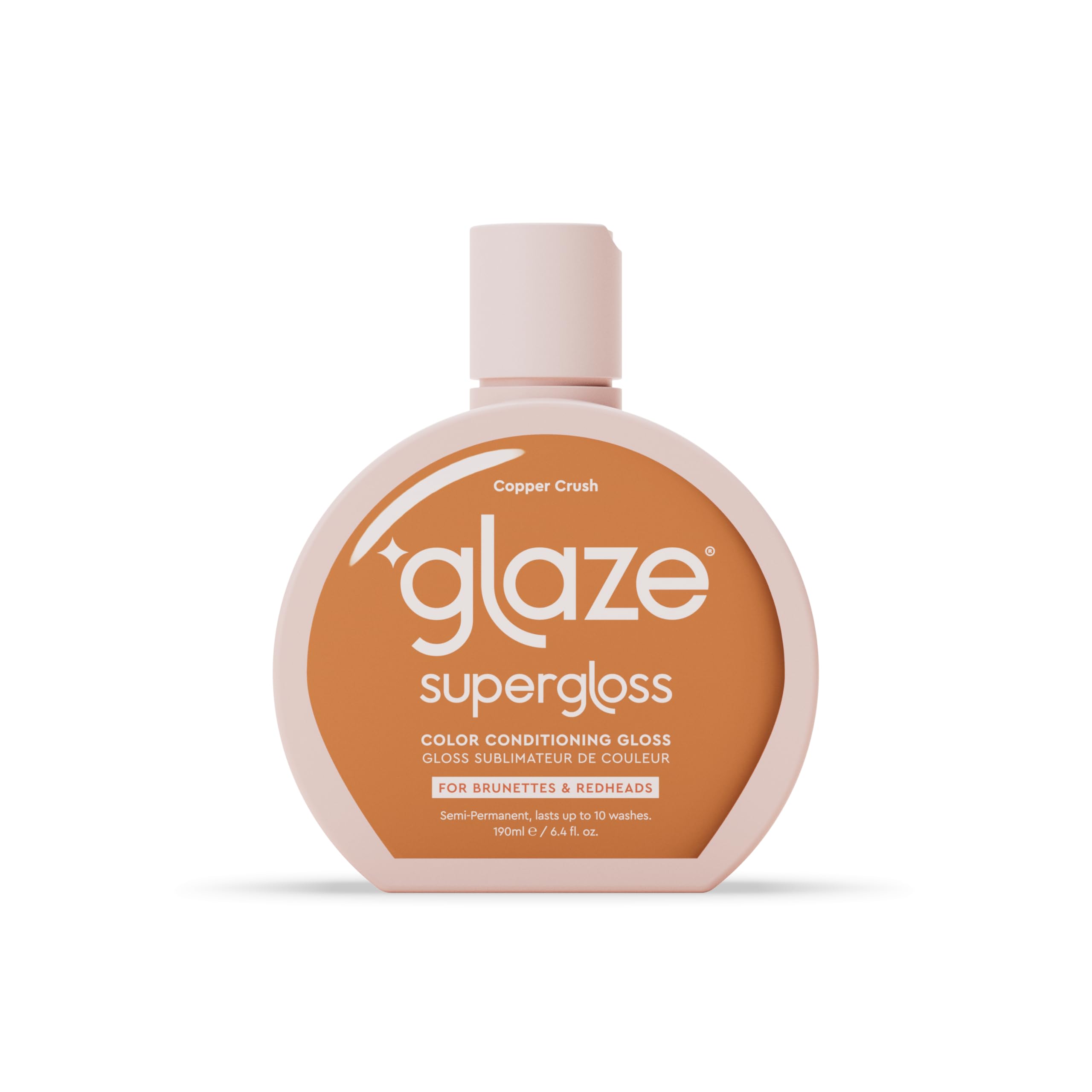 Glaze Supergloss Color Conditioning Gloss With Dispensing Pump – Hydrating Semi-Permanent Color Hair Gloss & Shine Boost – Vegan, Cruelty-Free – 6.4 fl oz - Copper Crush - Bright Copper