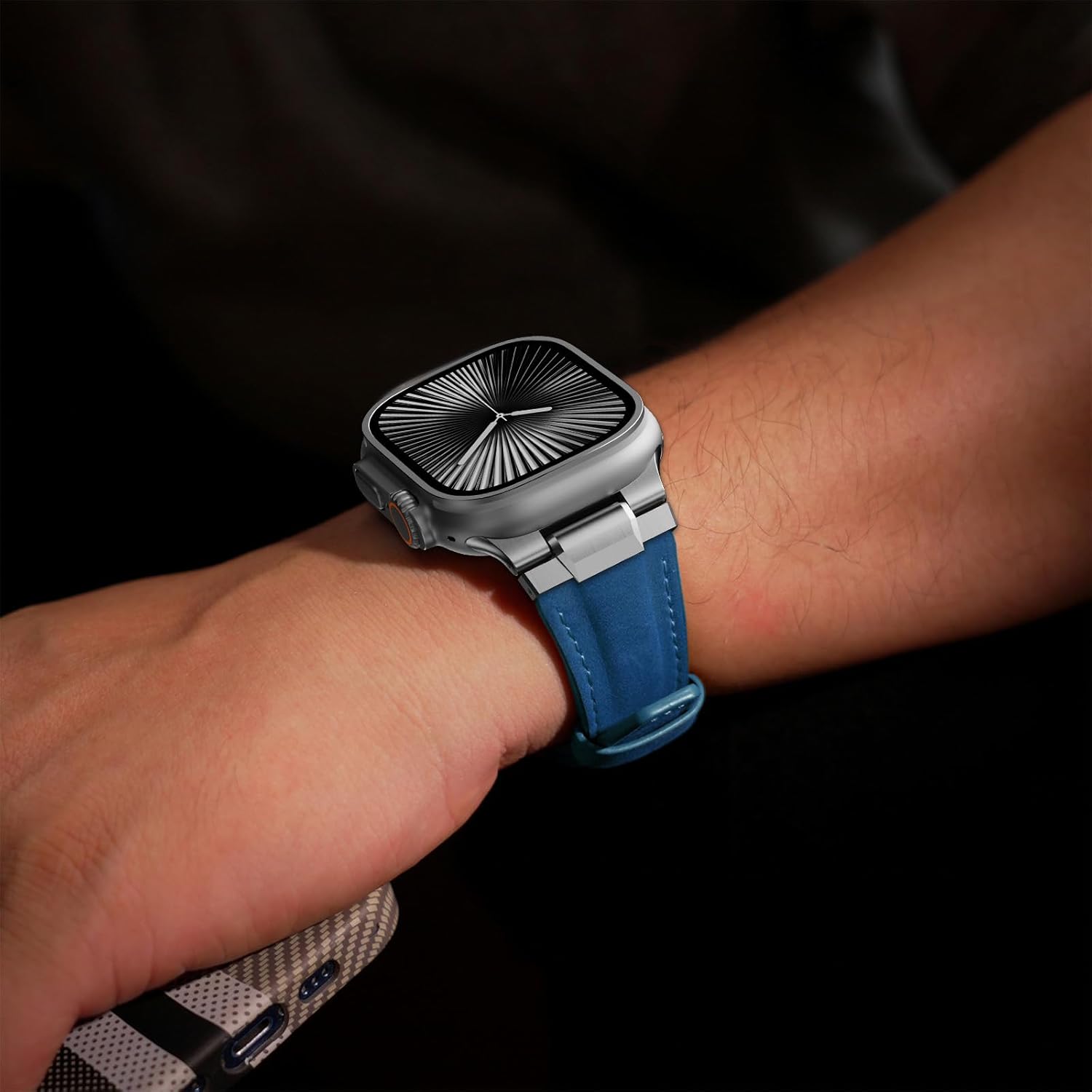 Rugged Leather Band Compatible with Apple Watch Ultra Band 49mm 46mm 45mm 44mm for Men,Vintage Genuine Leather Replacement Strap for iWatch Ultra 3 2 1,SE 3 2 1,series 11 10 9 8 7 6 5 4 - Image 6