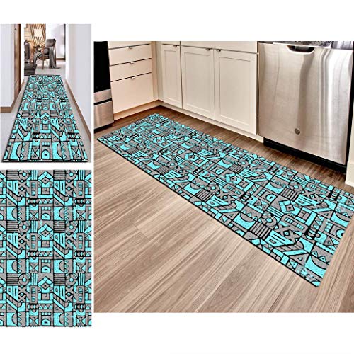 Hciszl Läufer Teppiche Flur, Grün Grau Läufer des Patchwork-Treppen-Langen Weichen Rutschfesten Flurs Für Küchen-Hotel-Konferenzzimmer (Size : 60x400cm) Cover