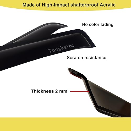 Miniatura 4 de Viseras de ventana, protectores de lluvia, deflector de ventilación, en el canal se adapta a Dodge 2009-2018RAM1500 Crew Cab, Ram 25003500 Crew Cab