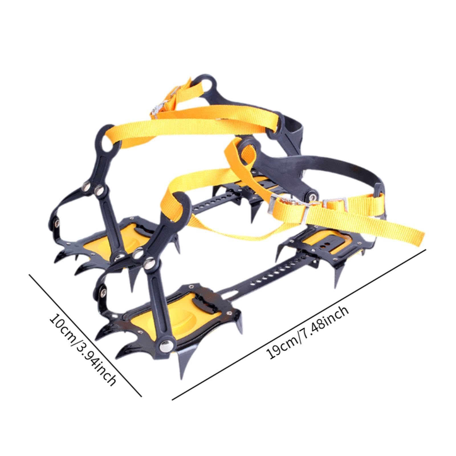 Vaveren 10 Tooth Ice Crampons Snow Grippers Nonslip Versatile Adjustable Mountaineering Cleats for Climbing Outdoor Activities Hiking