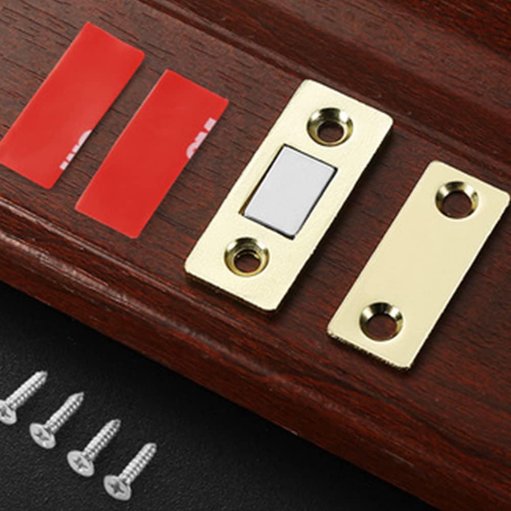 10 Pack Ultra-Thin Invisible Cabinet Door Magnets Cabinet Magnetic Door Catch Adhesive Drawer Magnet Catch for Kitchen Door Closet Drawer Magnetic Cabinet Latch Catch（Gold）