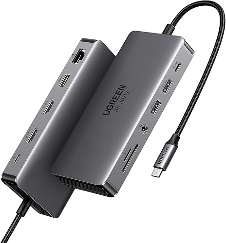 UGREEN Revodok Pro 211 - Estación de acoplamiento para laptop 11 en 1, USB C, doble HDMI 4K a 60Hz, solo 8K a 30Hz, puerto de datos de 10 Gbps, 100