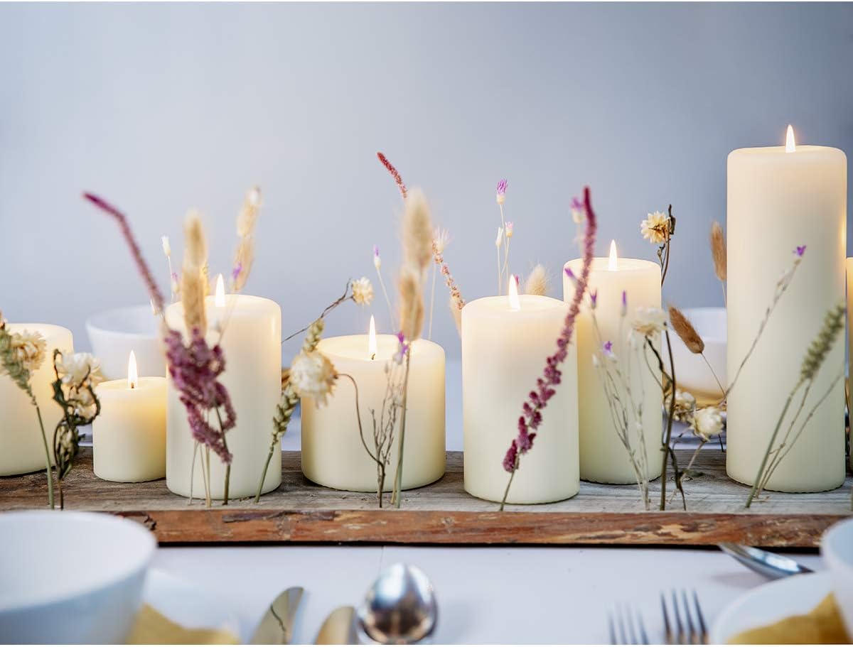 Bolsius Ivory Pillar Candles – 3x4" Unscented Candle Set of 6 – Dripless, Smokeless, and Clean Burning Household Dinner Candles – Perfect for Weddings, Parties, Dinners Decorative Candles : Home & Kitchen