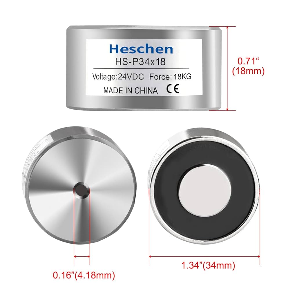 Amazon | Heschen 電磁石ソレノイド、HS-P34×18、外径:34mm、DC