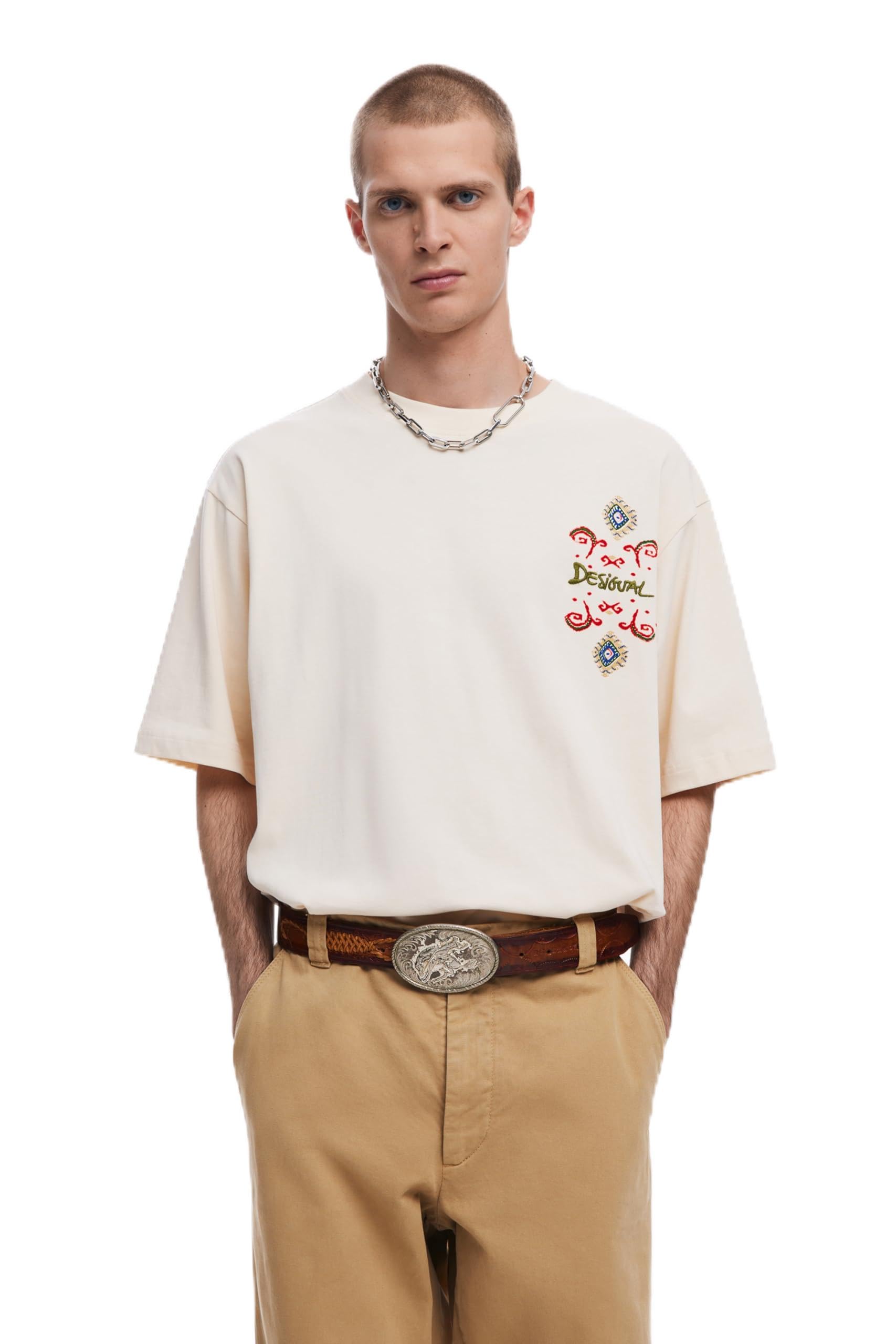 Desigual Herren Weiß Ts_wisconsin, 1001 Raw, Xl