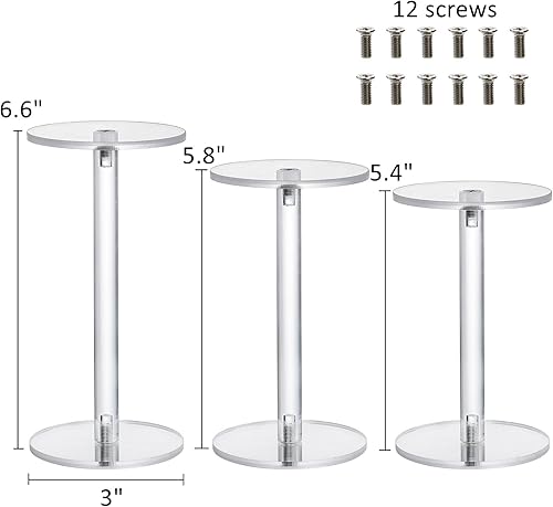 Miniatura 2 de ZOOFOX Juego de 6 elevadores de exhibición de acrílico soportes de exhibición redondos transparentes para relojes mini figuras coleccionables aretes