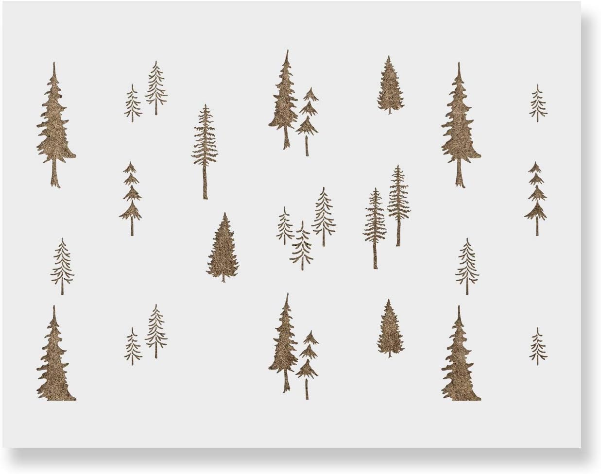 Fir Tree Forest Pattern Wall Stencil - Pattern Stencil, Nature Stencil, Fir Stencil, Decorating Walls - Create Your Own Space