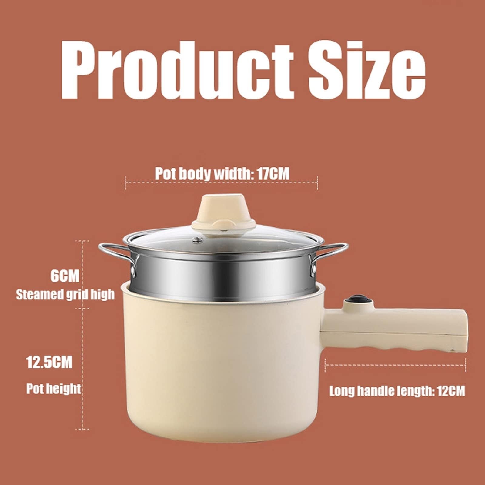 Electric Hot Pot, 1.8L Portable Non-Stick Electric Skillet for Steak, Multifunction Electric Frying Pan for Ramen (White Without steamer)(Blue,Without steamer)