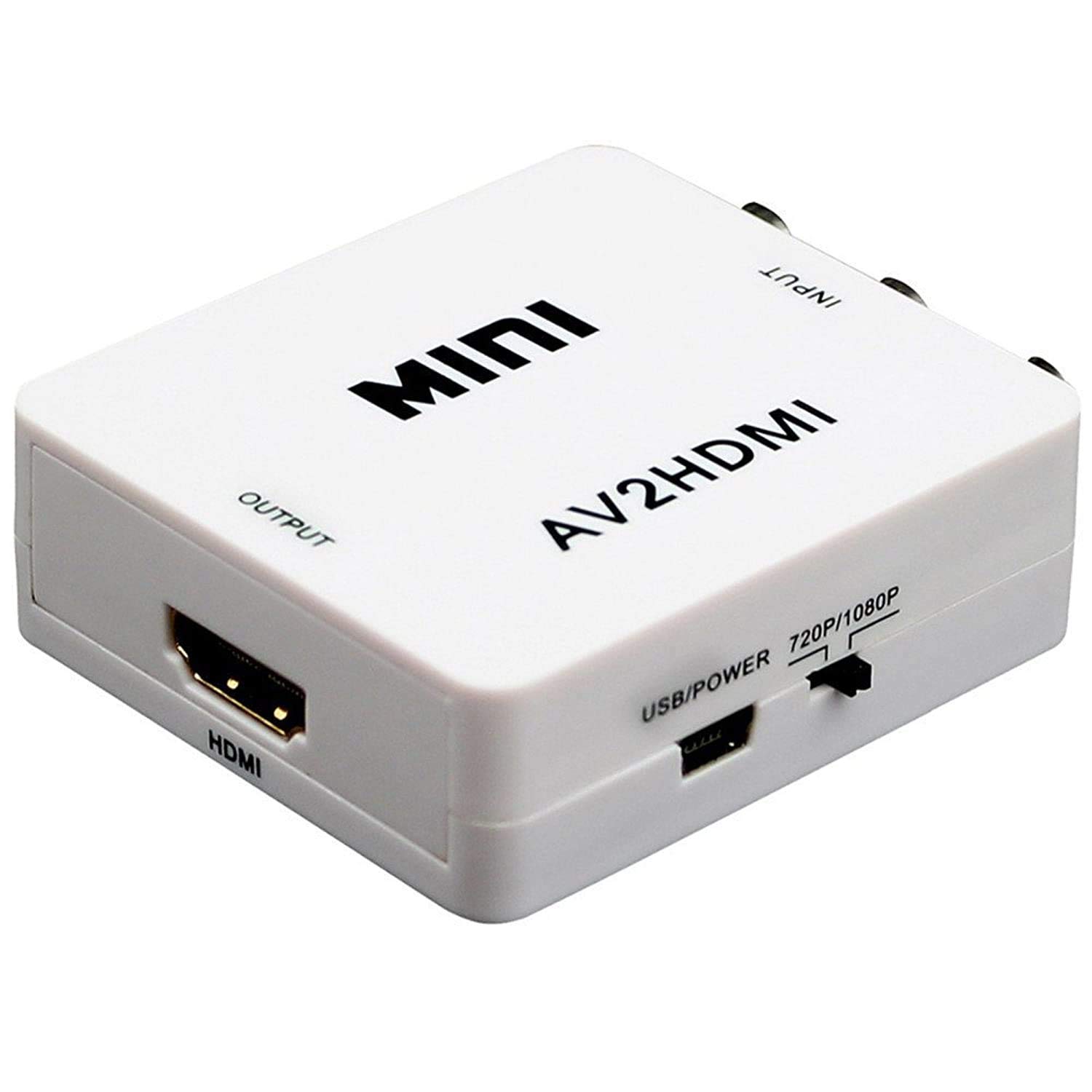 PremiumAV Mini HDMI 2AV UP Scaler 1080P HD Video Converter (White)