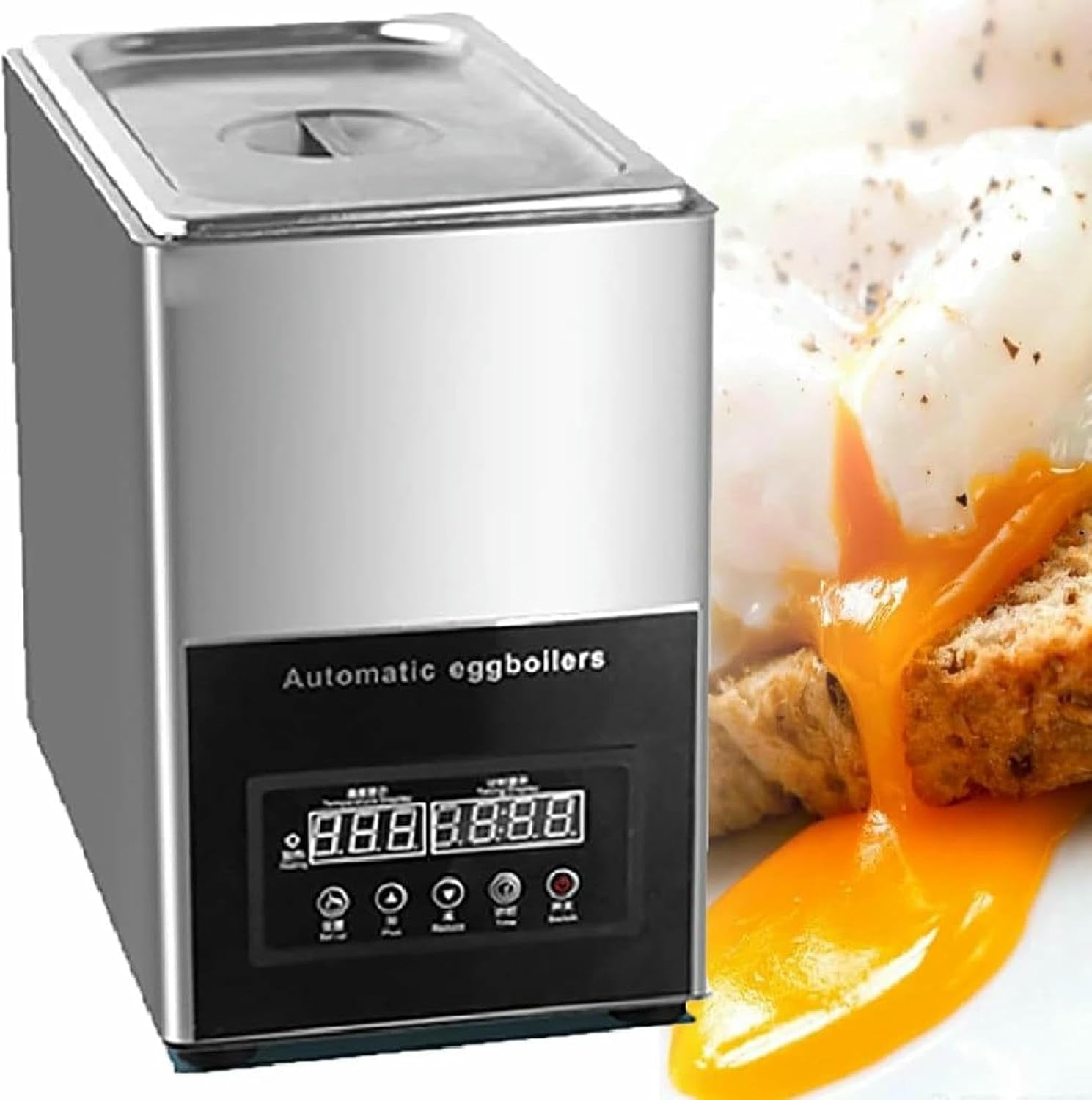 Commercial Electric Automatic Egg Boilers, 9L Large Capacity Egg Boiler, Warm Water Egg Boiling Machine with 50Pcs, for Rapid Soft, Medium, Hard Boiled Eggs, Poached