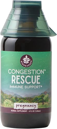 WishGarden Herbs Congestion Rescue Immune Support for Pregnancy Alivia el dolor de garganta, el tracto respiratorio superior y los senos